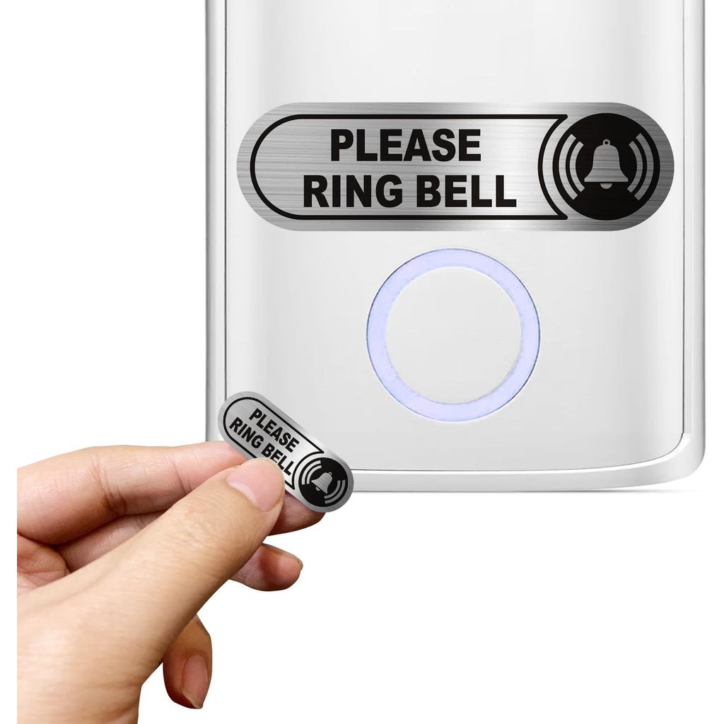 4 kích cỡ Tiny Please Ring Bell Sticker, Tín hiệu chuông vòng nhỏ cho chuông cửa, 0,6in
