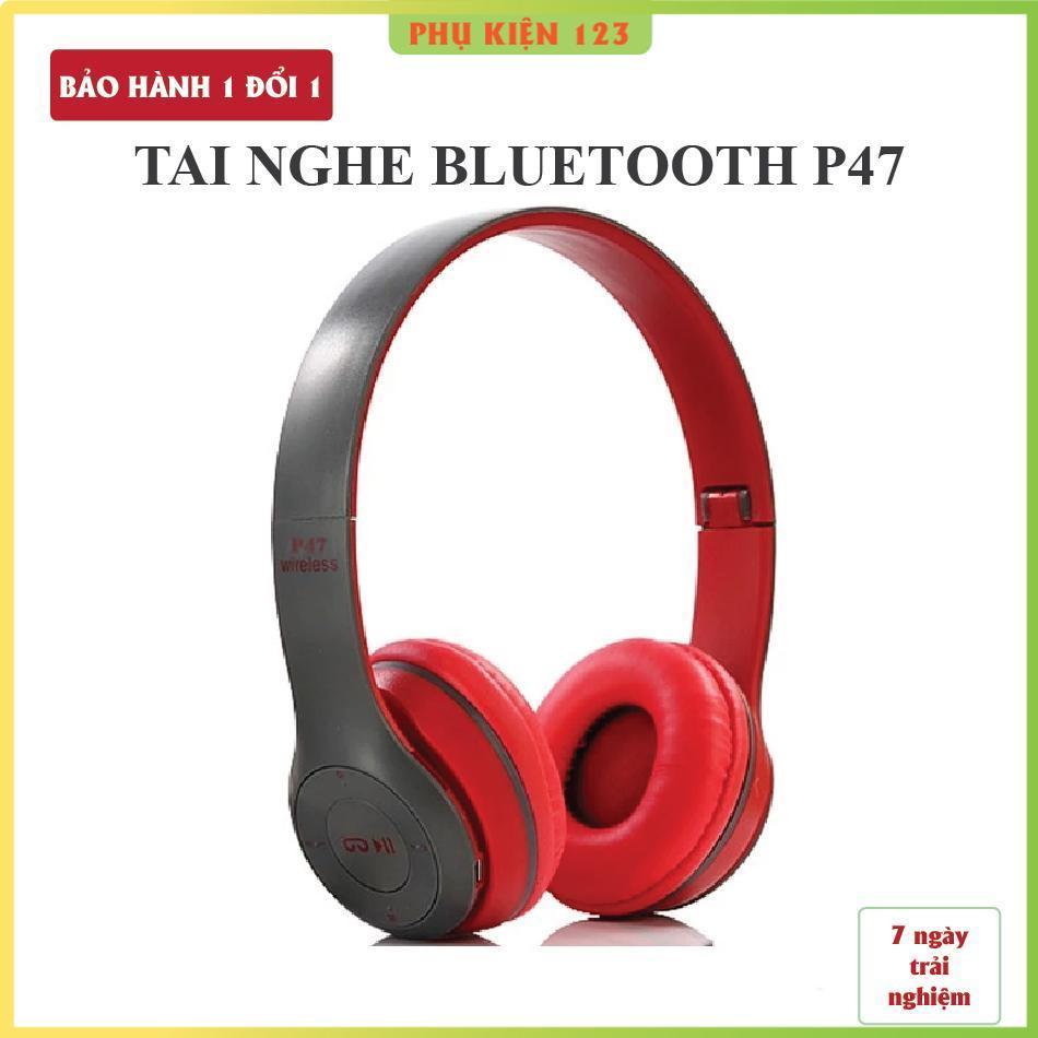 Tai Nghe Chụp Tai Bluetooth P47, Tai Không Dây Âm Bass Cực Chất, Có Mic, Thẻ Nhớ, Nghe Nhạc Cực Hay 