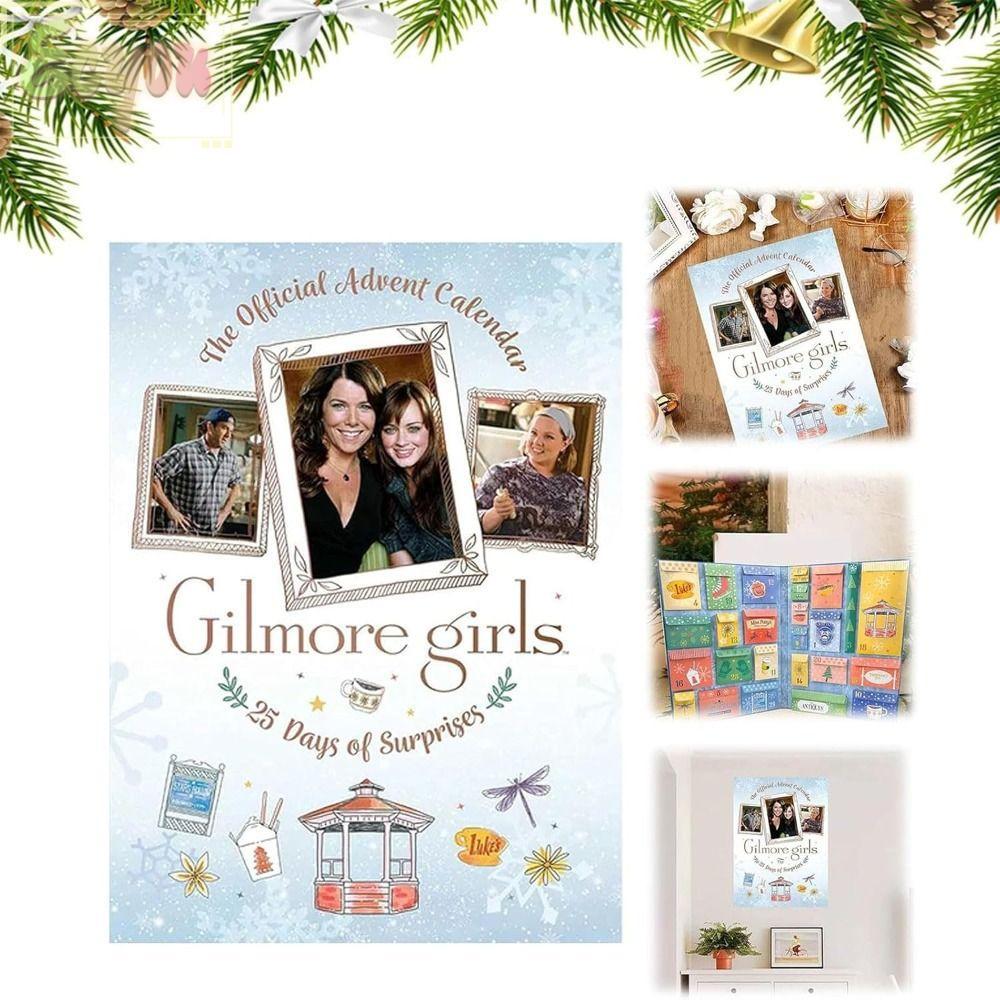 ECYOU Gilmore Girls Lịch Mùa Vọng, Lịch Giáng Sinh Đạo Cụ Trang Trí Lịch Mùa Vọng, với 25 Trang Trí 