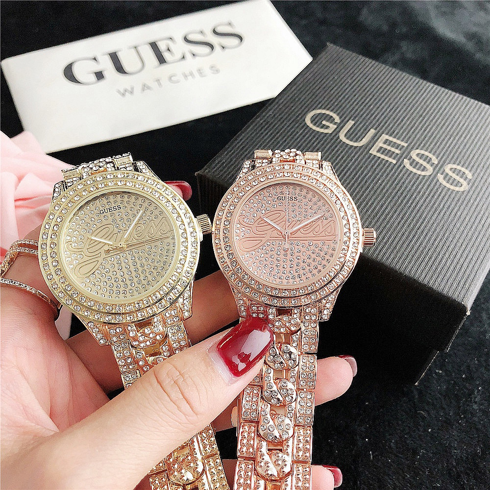 Đồng hồ nữ kim cương sang trọng Guess Đồng hồ thạch anh thông thường Đồng hồ đeo tay nữ
