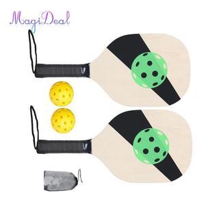 MagiDeal Bộ Mái Chèo Gỗ Pickleball Với Vợt Người Mới Bắt Đầu Dành Cho Nam Nữ Trẻ Em Chiều Dài 15,7 Inch Chiều Rộng 7.5 Inch 2 Mái Chèo 2 S