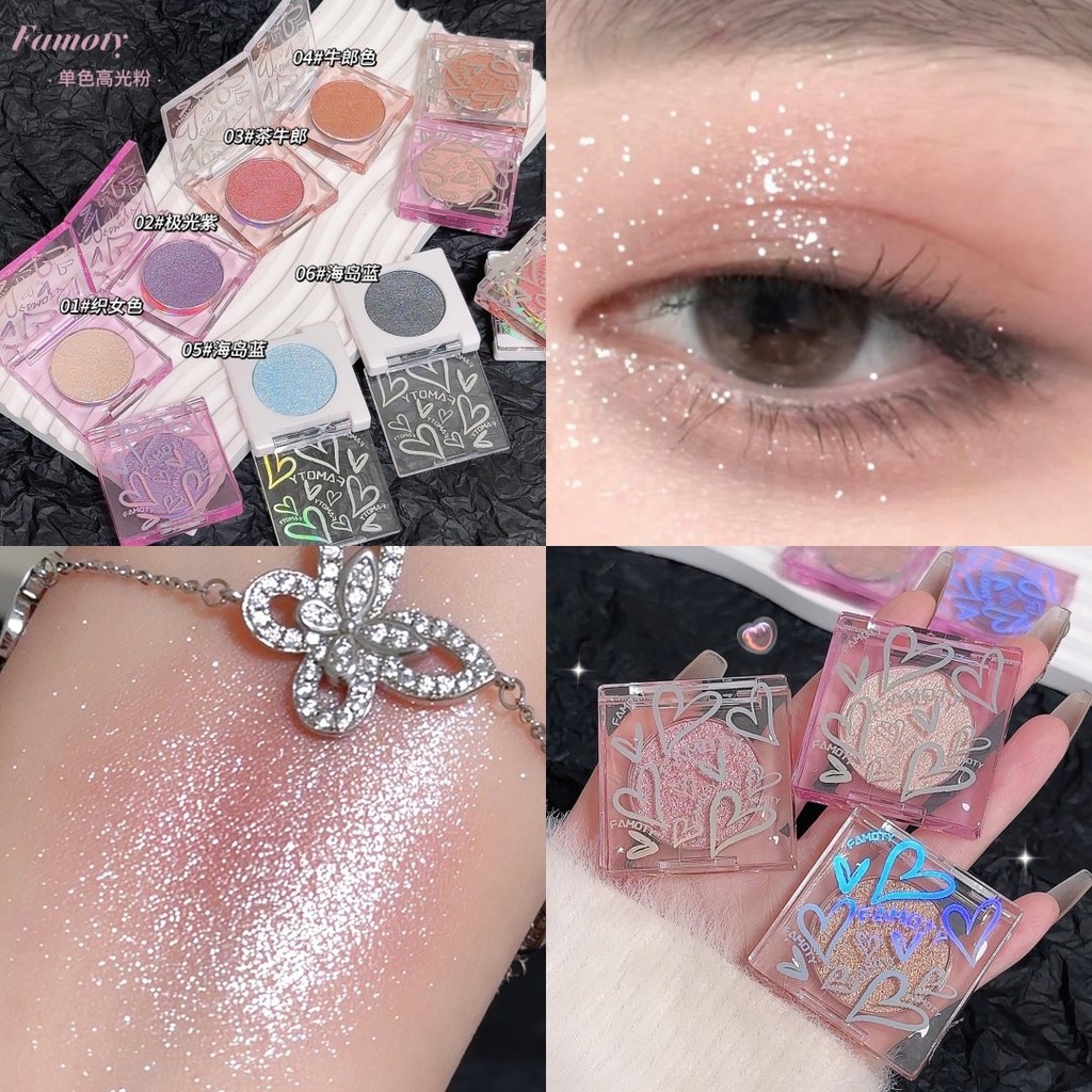 Trang điểm FAMOTY Phấn mắt đơn sắc Diamond Highlight Mini Highlight Eyeshadow Palette
