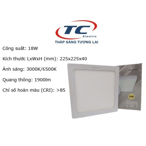 Đèn LED panel ốp nổi vuông 18W Duhal (KDGB518)