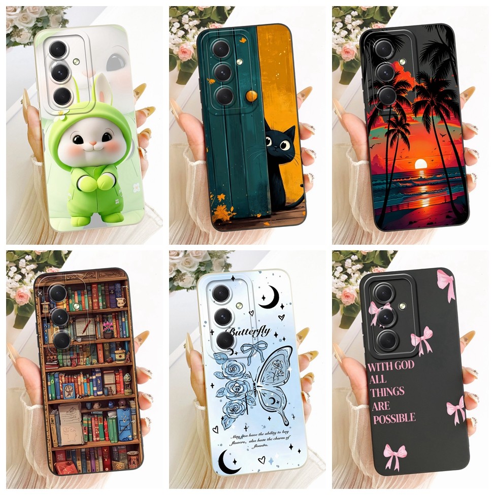 Dành Cho Samsung M55 5G Vỏ SM-M556B Silicone Hoa Thời Trang Sang Trọng Kawaii Vỏ Sơn Dễ Thương Cho S