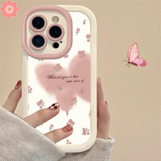 Ốp Lưng Trái Tim Tình Yêu Hoa Nhỏ Màu Hồng Tương Thích Cho IPhone 16 Pro MAX 7Plus XR 11 15 14 13 12 Pro MAX X XS MAX 7 6S 8 Plus Tpu Mềm Giả Tưởng Bướm Hoa 3D Sóng Cong Edge Cover
