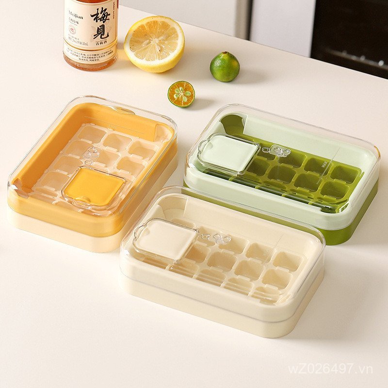 Đá Viên Có Nắp Ice Cube Ice Box Khay Sản Xuất Frozen Ice Storage Box Hộ Gia Đình Press 15 Khuôn 6R42