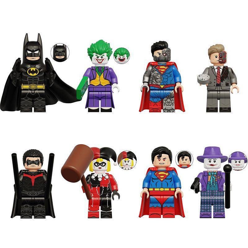 Mechanical Superman Clown Doll Toy Batman Robin Double-Sided Man Doll Decoration Building Blocks Toy