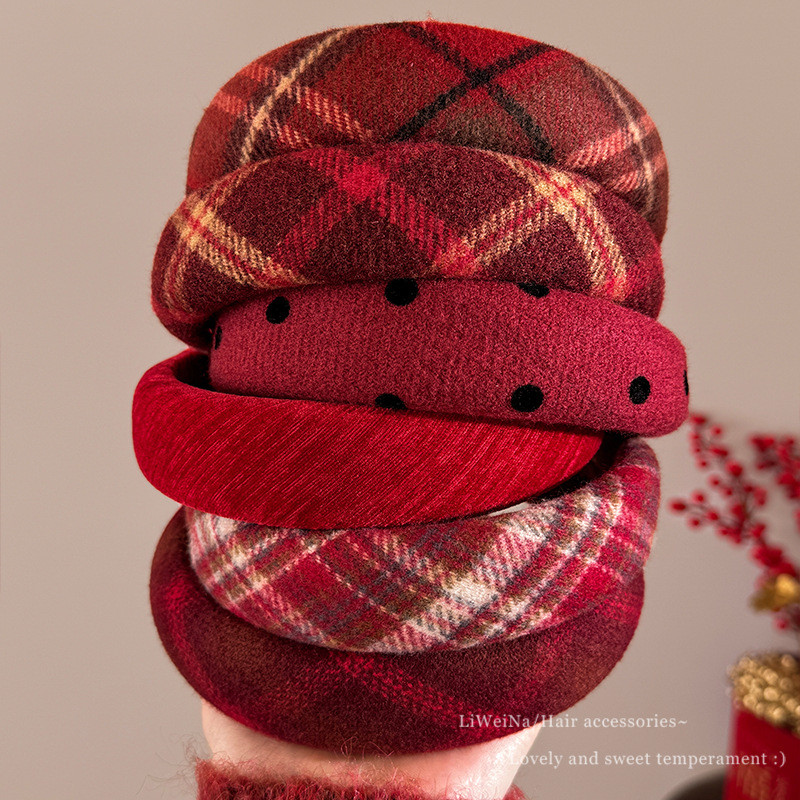 Băng đô áp lực rửa mặt đầu lâu cao Băng đô kẻ sọc đỏ