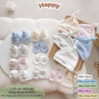 Sét mũ bao tay chân Happykids chất tăm thông hơi mềm mại thấm hút mồ hôi co dãn bốn chiều HP.S25.1