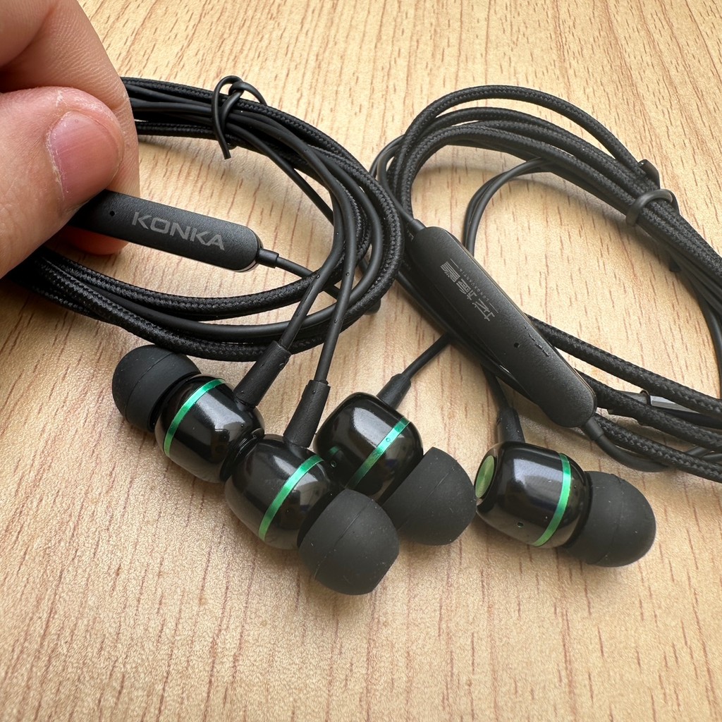 KONKA KONKA Tai nghe có dây 3,5mm Dây bện Tai nghe kim loại Điều khiển dây có nút Loa siêu trầm Tai 