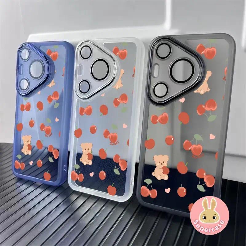 Ốp điện thoại hình gấu anh đào dễ thương Kính ống kính cho Realme GT7 Pro Racing Edition GT 7T GT6 6