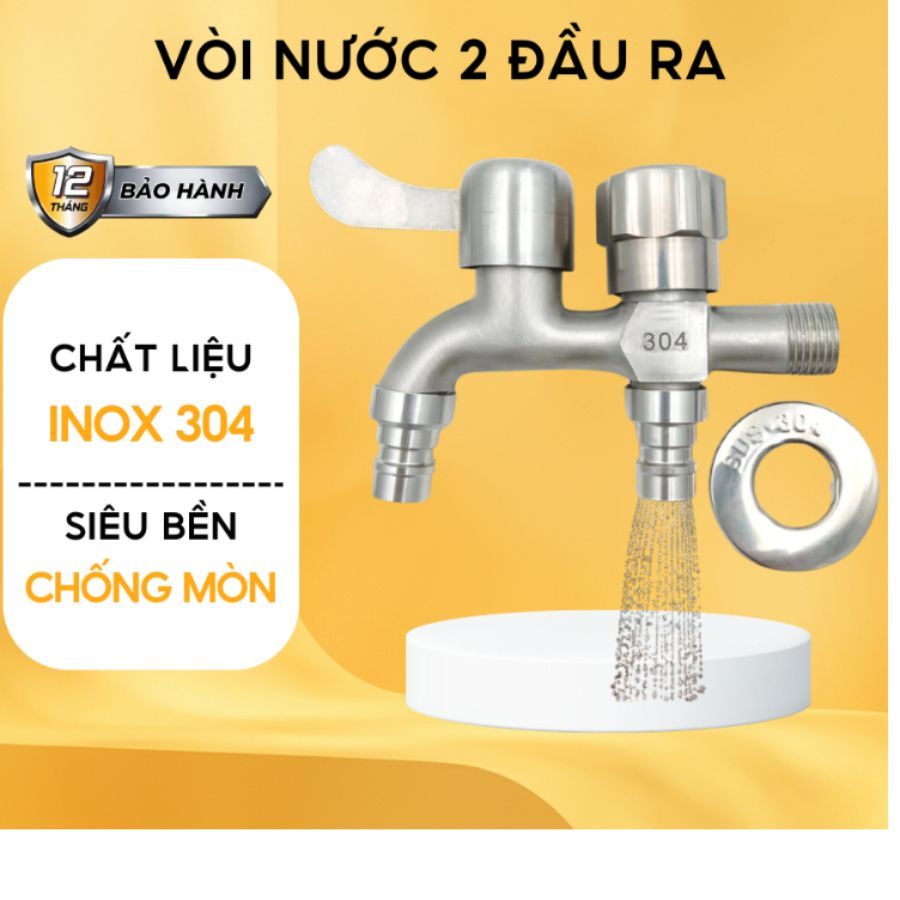 Vòi Nước 2 Đầu Ra,Vòi Nước 2 Đầu Chia Nước Thành 2 Cổng Xả Độc Lập loại xịn