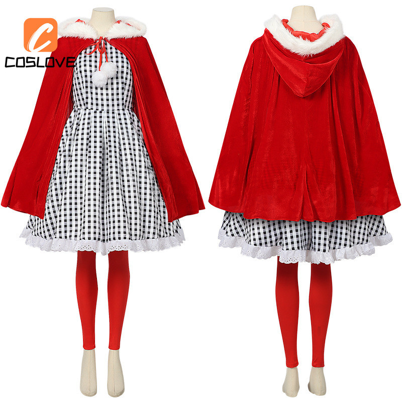 Cosplay Trọn Bộ Nhân Vật Cindy - Áo Khoác Đỏ & Đầm Party Cho Người Phụ Nữ