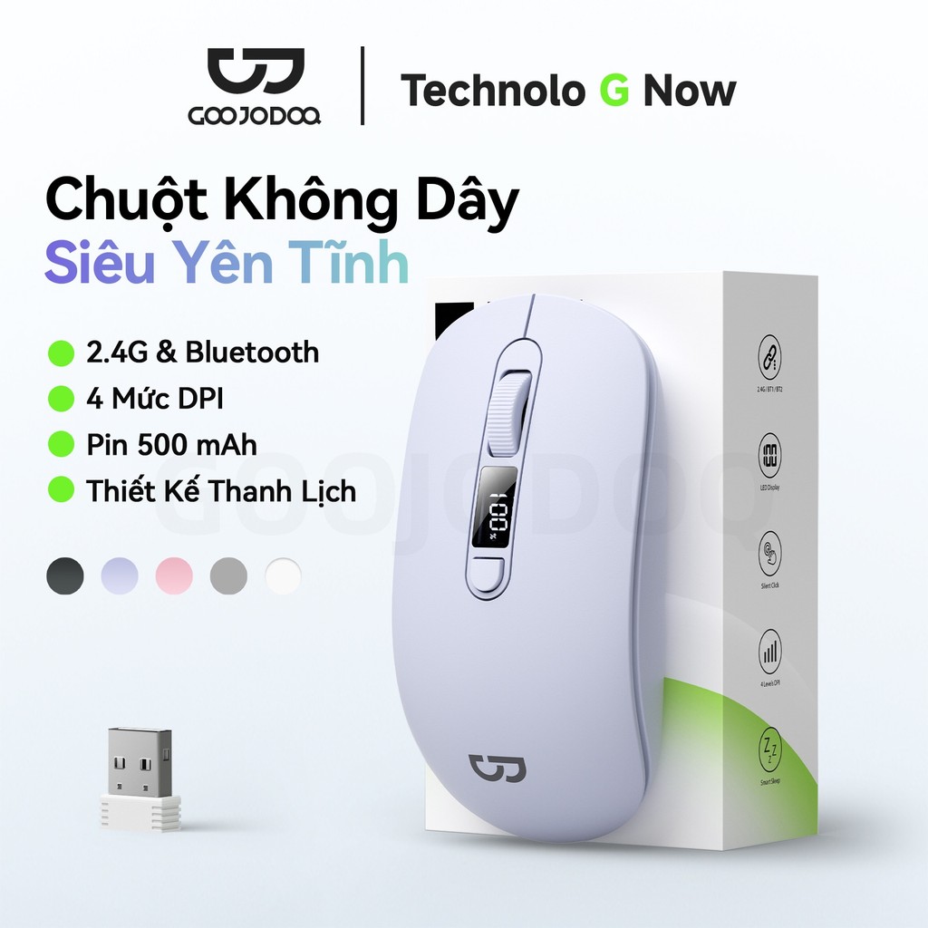 Chuột không dây GOOJODOQ DPI chính xác 4 cấp, Màn hình kỹ thuật số im lặng, Có thể sạc lại, Kết nối hai chế độ | BigBuy360 - bigbuy360.vn