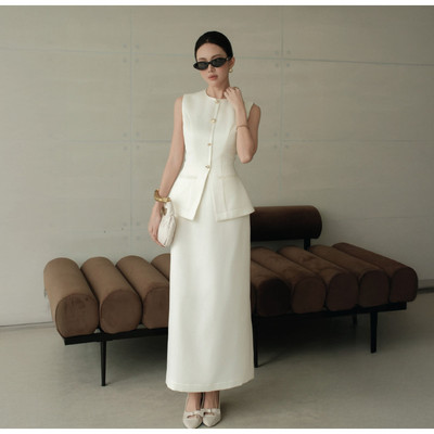 Set Nữ JOVEN Sabi Áo Form Peplum Phối Chân Váy Suông A Dây Kéo Sau Lưng (Set Bán Lẻ)