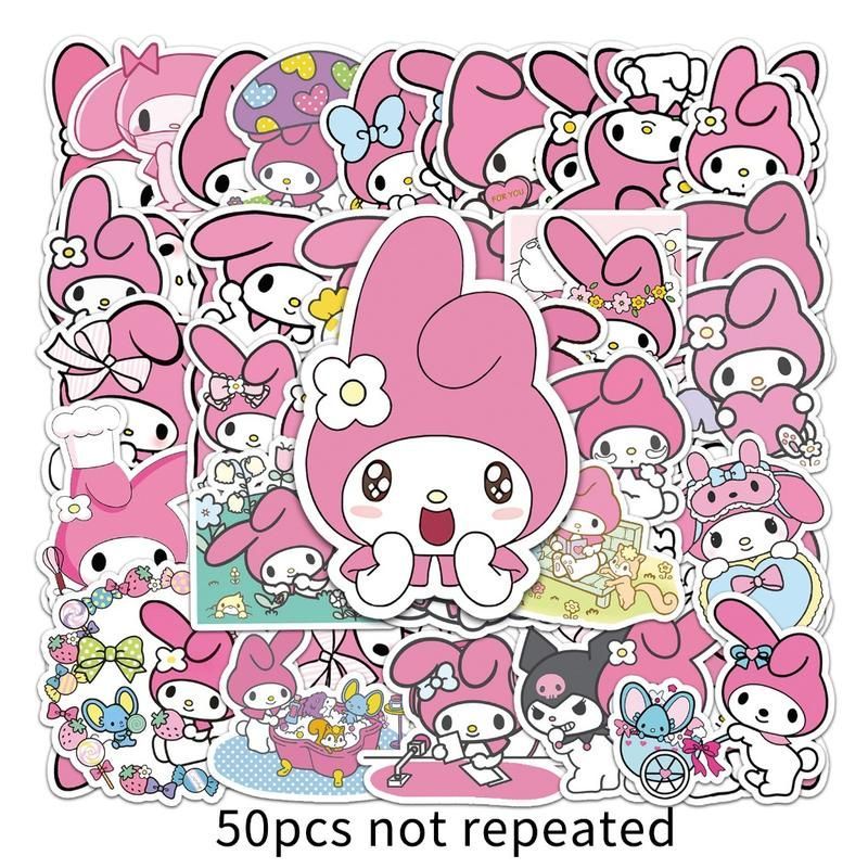 [100 Tấm] Sticker Kuromi , My Melody , Cinnamoroll tách rời dễ thương - Miếng dán điện thoại Kuromi 