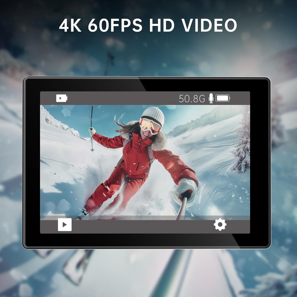 Camera hành động ODDV 4K60FPS 30MP có màn hình LCD phía trước và màn hình cảm ứng phía sau, Camera d
