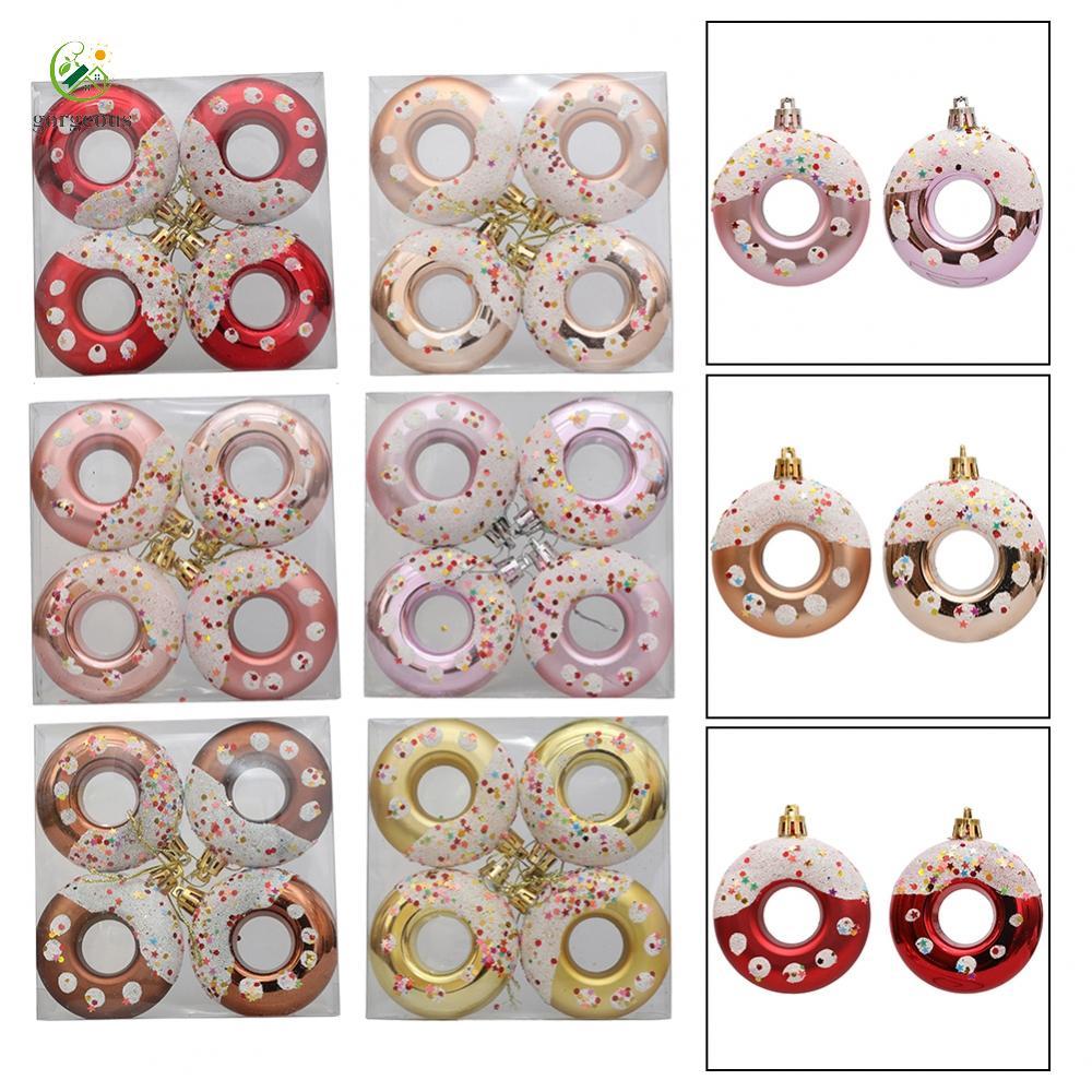 ⭐GROUS⭐Hanging Pendant Ornaments in Donut Shape for Christmas Trees and For Party Decor