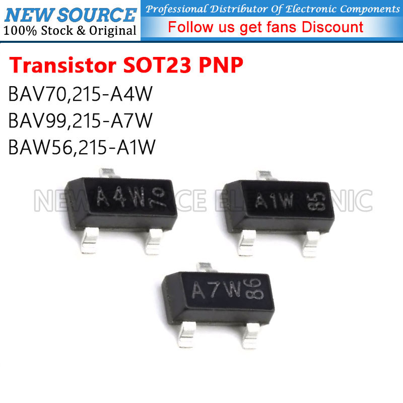 [20-100 chiếc] BAV72.215 BAV99.215 BAW56,215 A4W A7W A1W SOT23 PNP Bộ ba nguồn SMD Chip Triode Nguồn