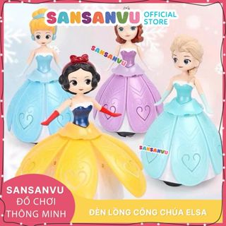  Đèn Lồng Trung Thu Công Chúa Elsa – Bạch Tuyết – Sofia Phát Sáng Xoay Tròn Có Nhạc Cho Bé 