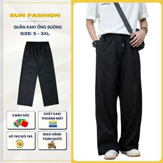  Quần kaki nam nữ ống rộng Suncbvn bigsize K9 Màu Đen quần jean line ống rộng unisex quốc dân phong cách hàn quốc 
