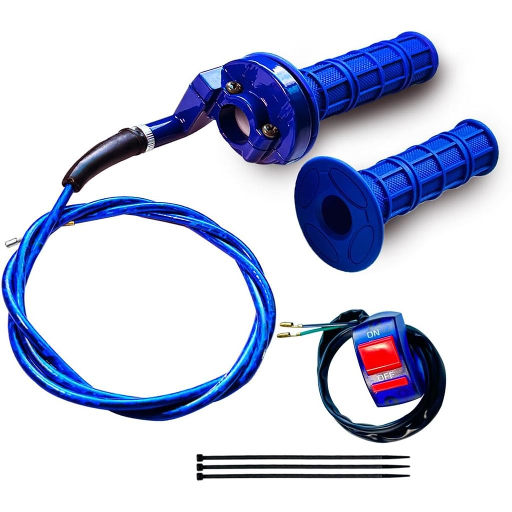 Tay cầm tăng tốc bướm ga xoắn 7 / 8 22mm cho xe đạp Pit Bike Mini Bộ cáp tiết lưu 4 chiếc xe đạp địa hình dành cho xe đạp 50cc 90cc 110cc 125cc150cc 200cc 250cc (Xanh dương)