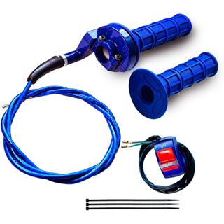 Tay cầm tăng tốc bướm ga xoắn 7 / 8 22mm cho xe đạp Pit Bike Mini Bộ cáp tiết lưu 4 chiếc xe đạp địa hình dành cho xe đạp 50cc 90cc 110cc 125cc150cc 200cc 250cc (Xanh dương)