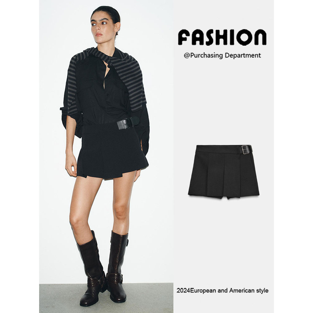 Zara Fall 2025 Culottes Nữ Pleated Wide Leg