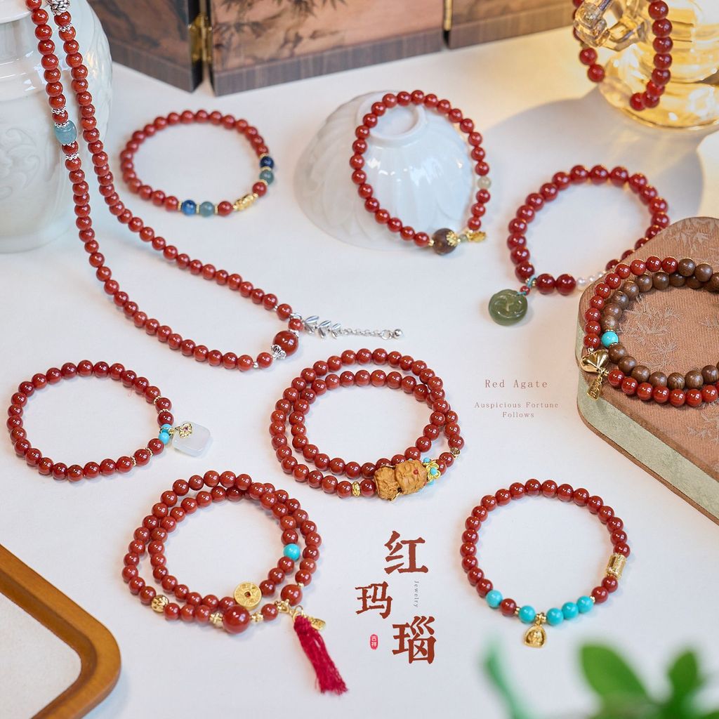 Vòng tay phong cách Trung Quốc màu đỏ dành cho nữ miền Nam, thiết kế an toàn