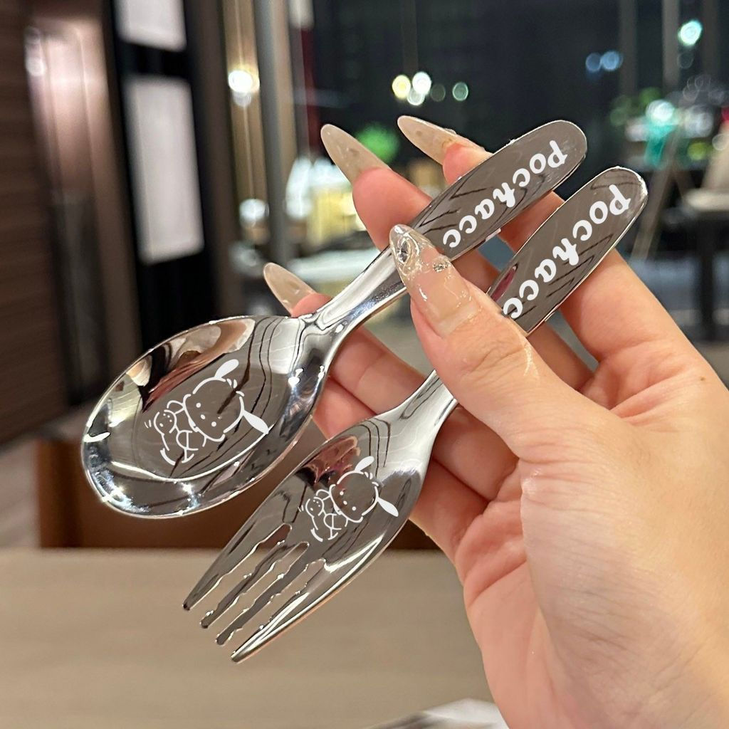 New Product#[out of Germany]Portable Spoon and Fork Storage Set Stainless Steel Soup Spoon Fork Cute