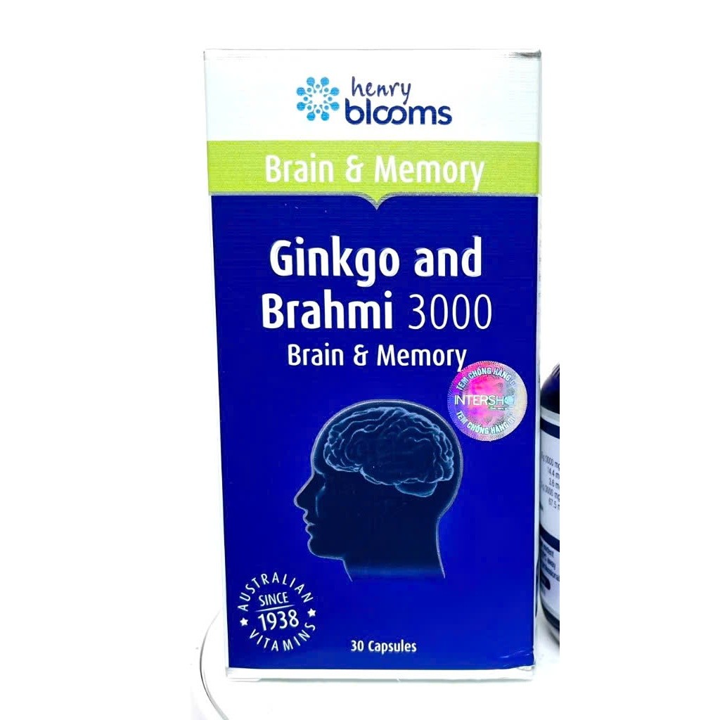 Viên Bổ Não & Tăng Cường Trí Nhớ Ginkgo And Brahmi 3000 Henry Blooms (60 Viên/Hộp)