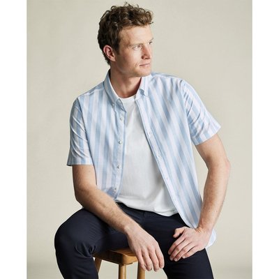 CHARLES TYRWHITT - Áo sơ mi nam cổ bẻ tay ngắn Poplin Slub_CSM0015-SKY