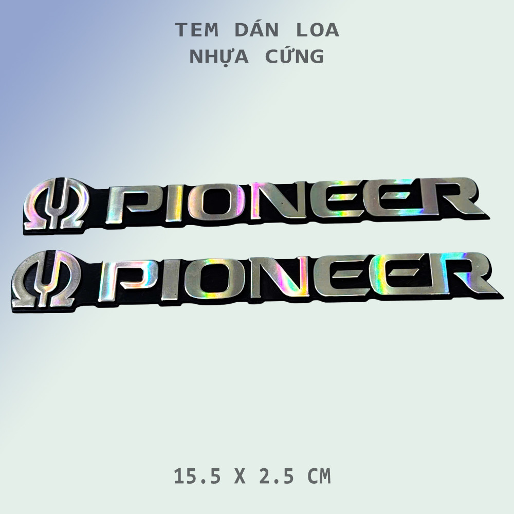 [BỘ 2 TEM] Tem Dán Loa Pioneer 12.5 x 2.5 cm - TẶNG KEO NẾN DÁN LOA - Hàng đẹp mặt nhựa