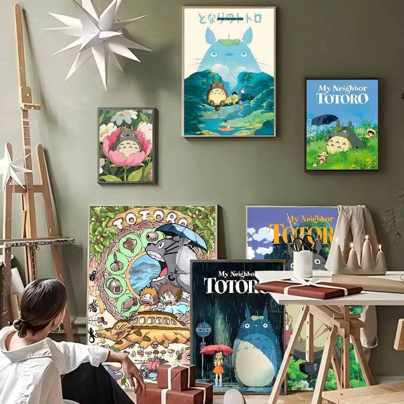 My Neighbor Totoro Phim Hoạt Hình Cổ Điển Poster Retro Phòng Bar Caf 💍 Trang Trí Bắc Âu Trang Trí Nh