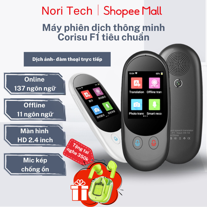Máy phiên dịch trực tiếp Corisu F1 dịch giọng nói cực chuẩn, dịch không cần kết nối mạng 11 ngôn ngữ