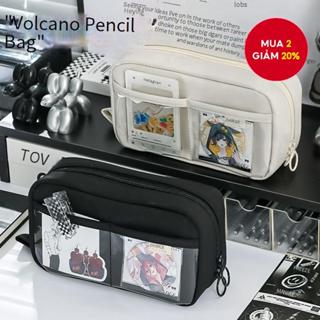  Hộp đựng bút chì màu đen trong suốt dung tích lớn năm lớp Hộp văn phòng phẩm Hộp bút chì và túi đựng 