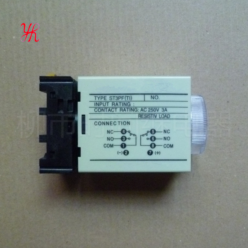 ST3PF (T1) Rơle thời gian trễ tắt nguồn Hai mở Hai lần đóng Chấm bạc 220V24V có đế JSZ3F-2