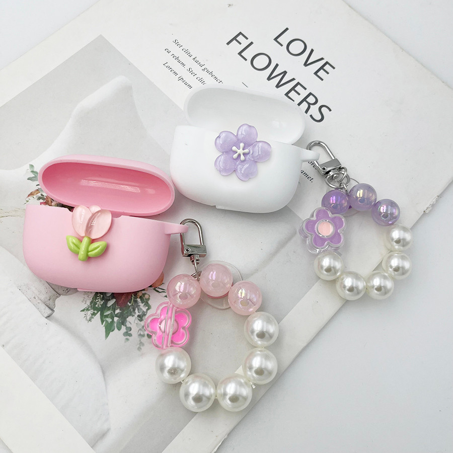 Vỏ tai nghe thời trang cho Beats Studio / Solo Buds Case hoa silicon có nắp keychian cho Beats Solo 