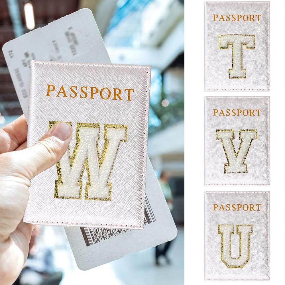 Passport cover ticket holder document organizer travel portable passport protection cover Golden emb