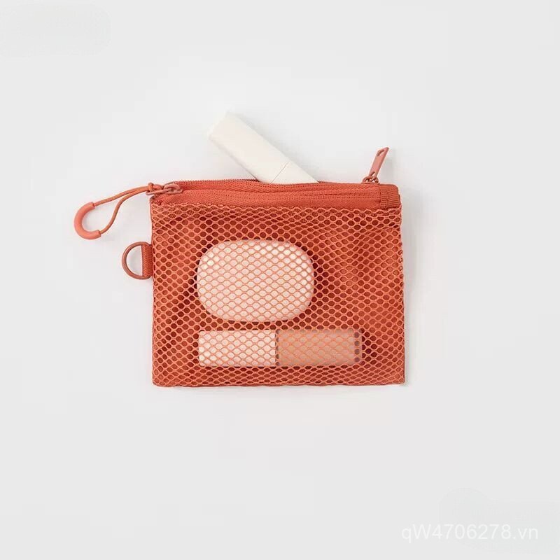 Hộ Gia Đình Muji Sợi Polyester Di Động Lưới Bảo Quản Túi Đựng Mỹ Phẩm Đôi Dây Kéo Túi Ly Hợp ZFQ1
