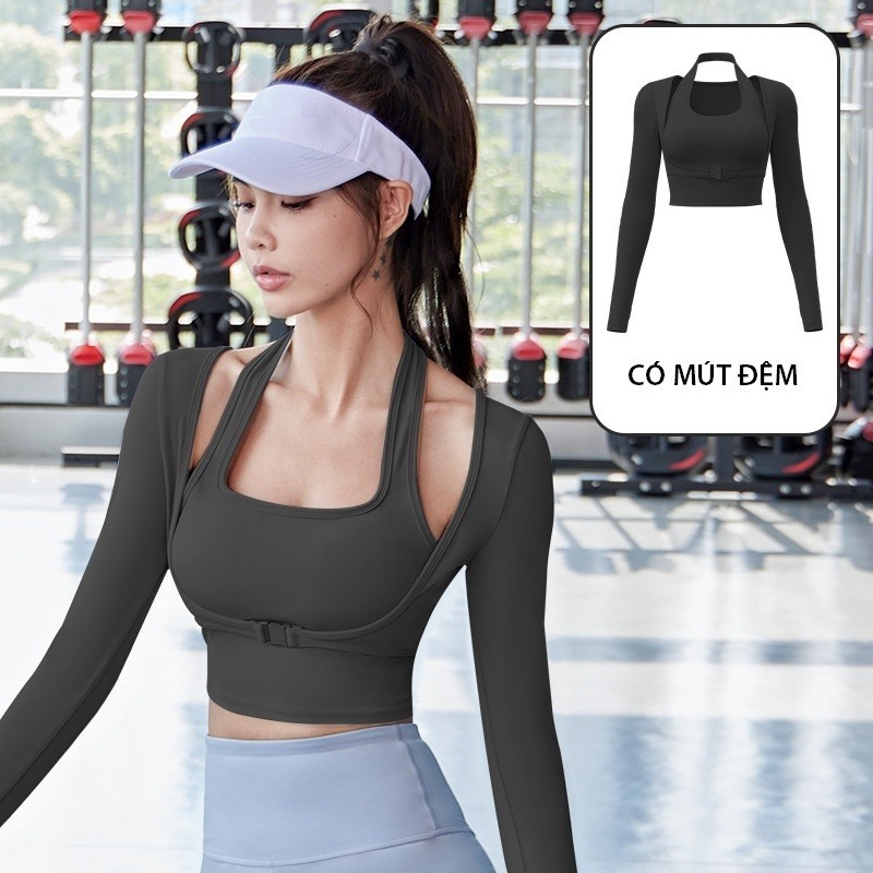 [K211] Áo Tập Gym Nữ TRIONEX, Áo Tập Yoga Pickleball Nữ Dài Tay Thiết Kế Giả Yếm Có Mút Ngực Co Dãn 4 Chiều | BigBuy360 - bigbuy360.vn