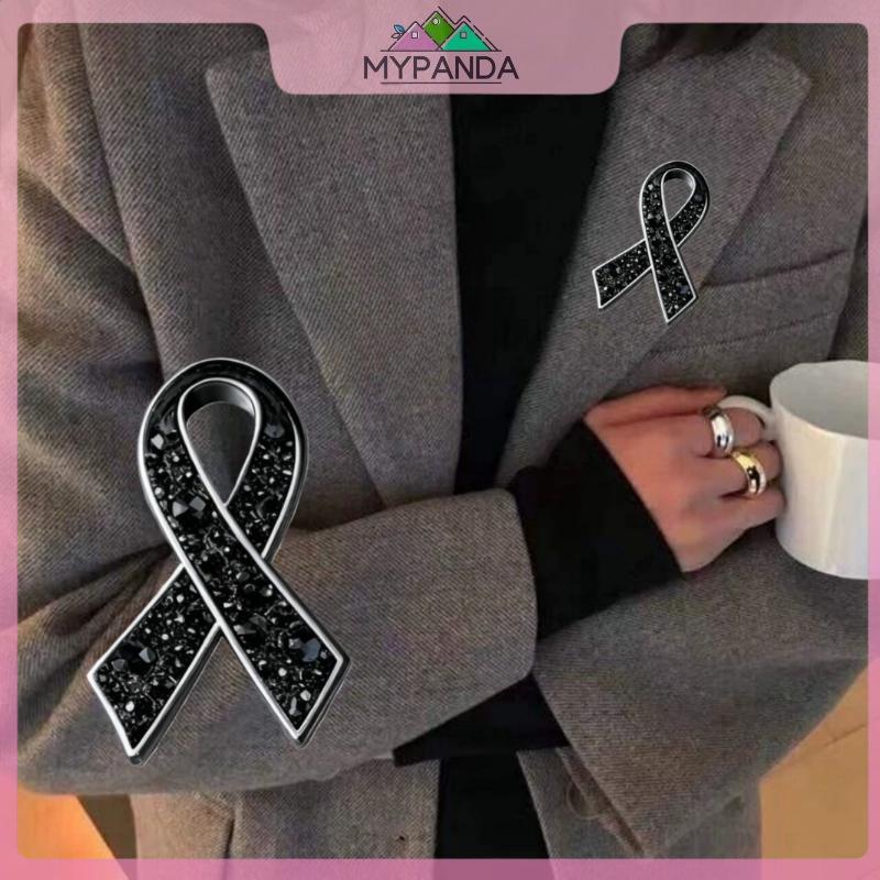 MYPANDA Ruy Băng Cài Áo Tang Lễ Đen Kim Cương Giả - Phù Hợp Cho Nữ