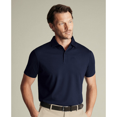 CHARLES TYRWHITT - Áo polo nam cổ bẻ tay ngắn Smart Pique_JEP0442-NAV