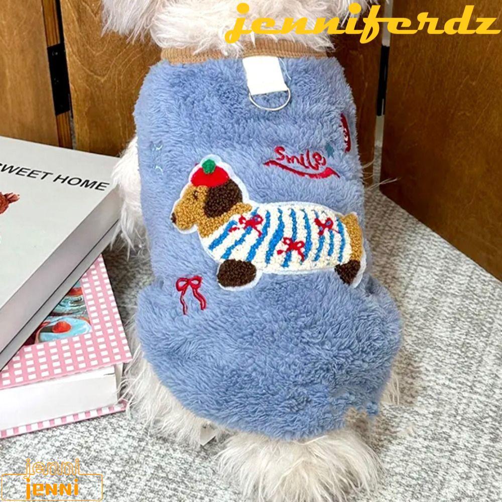 Quần áo thú cưng mùa đông JENNIFERDZ, Áo vest thêu mèo không tay ấm áp, Áo vest mềm dày chống lạnh t