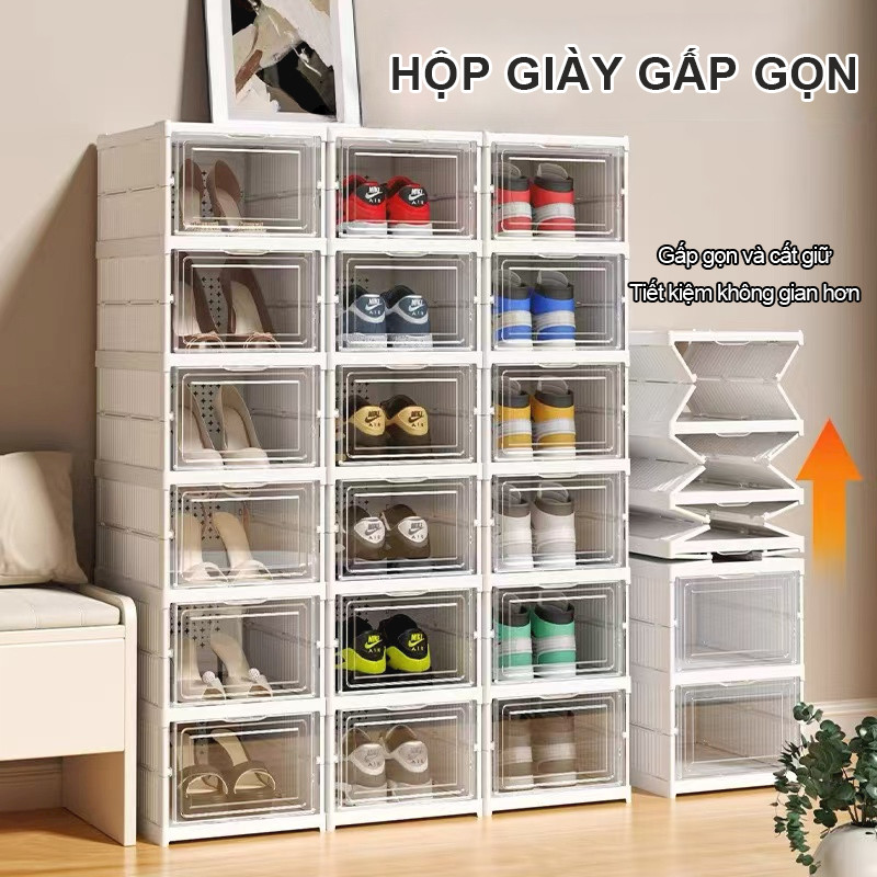 Tủ Giày Gấp Gọn Hộp Đựng Giày Nhựa Cứng​ Chống Bụi​ Tủ Đựng Giày​ Tủ Đựng Giày Vừa Cho Các Size Giày