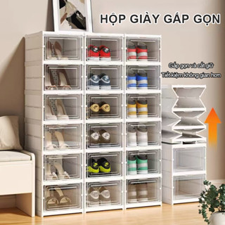 Tủ Giày Gấp Gọn Hộp Đựng Giày Nhựa Cứng​ Chống Bụi​ Tủ Đựng Giày​ Tủ Đựng Giày Vừa Cho Các Size Giày
