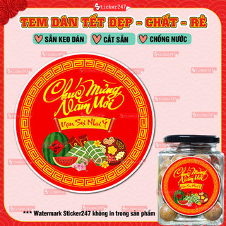 Tem Tết Tròn Chúc Mừng Năm Mới Vạn Sự Như Ý 🌈𝑭𝒓𝒆𝒆𝒔𝒉𝒊𝒑 Dán Hộp Bánh, Giỏ Quà, Túi Quà Tết