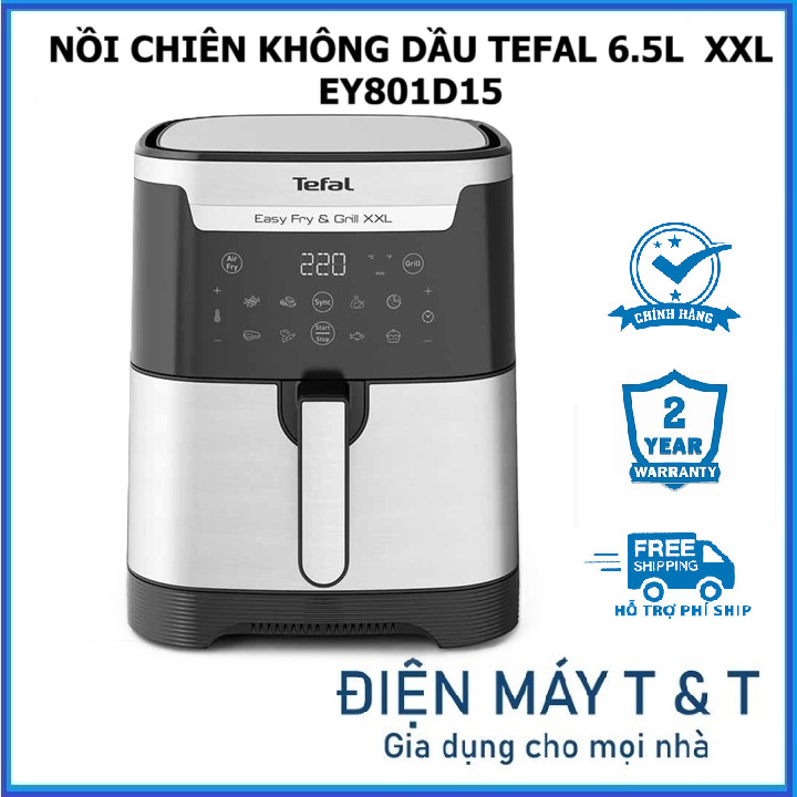 Nồi chiên không dầu Tefal 2in1 Easy Fry & Grill 6.5L  XXL EY801D15 - Màn hình cảm ứng - Dung tích lớ