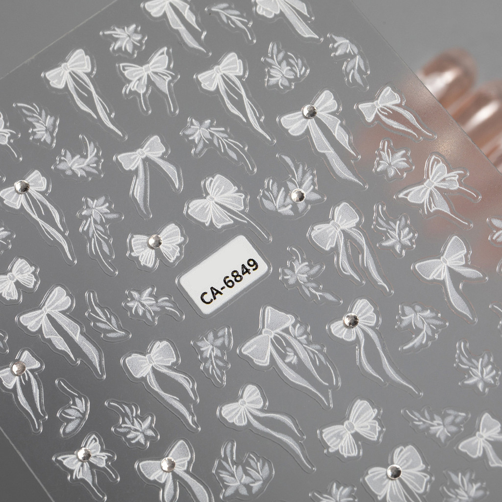 [Khuyến nghị của cửa hàng] Nhãn dán móng tay nơ kim cương pha lê 5D dập nổi ánh sáng sang trọng Ruy 