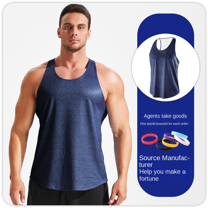 Summer Men's Muscle Loose plus Size Vest Breathable Quick-Drying Sleeveless Fitness T-shirt Sports M
